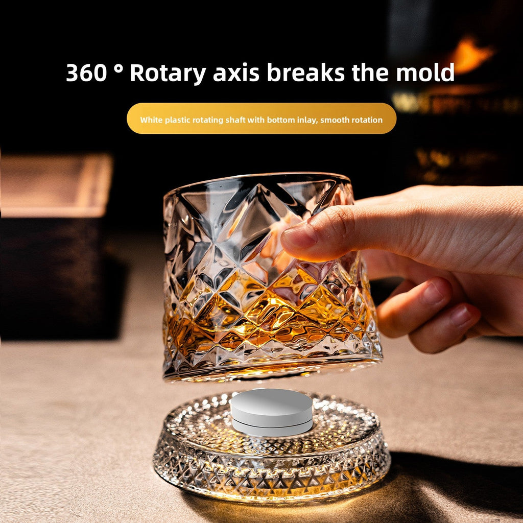 Rotating Whiskey Glass with Non-Spill Base
