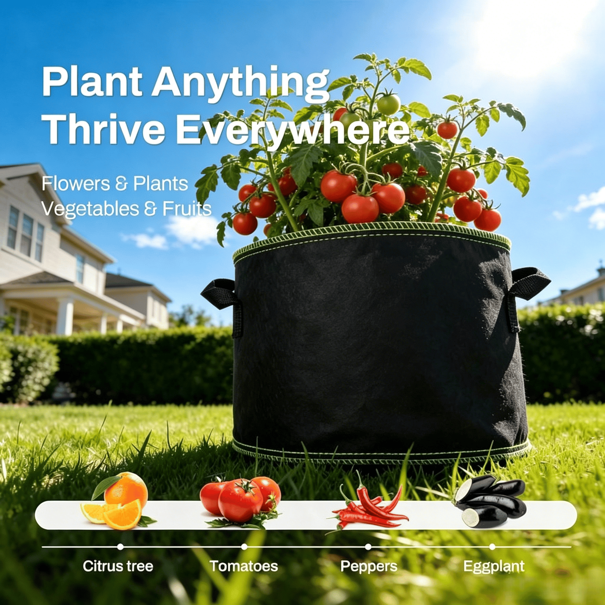 Heavy-Duty Fabric Grow Bag – Breathable & Portable with Handles 🌱