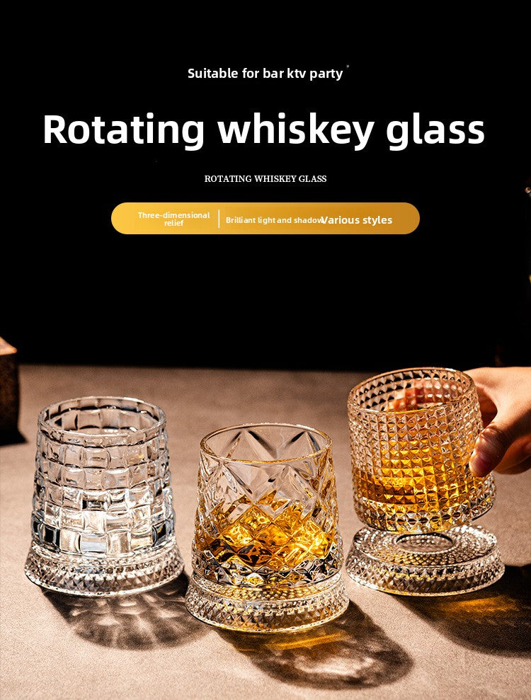 Rotating Whiskey Glass with Non-Spill Base