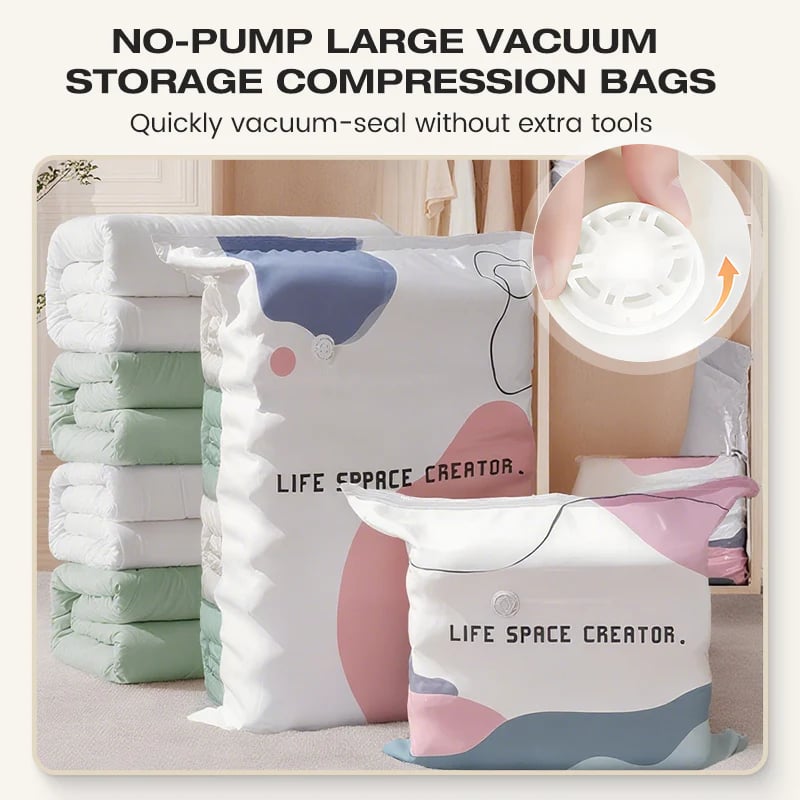 No‑Pump Vacuum Storage Bags – 3‑Second Compression, 80% Space Saved 🧳💨
