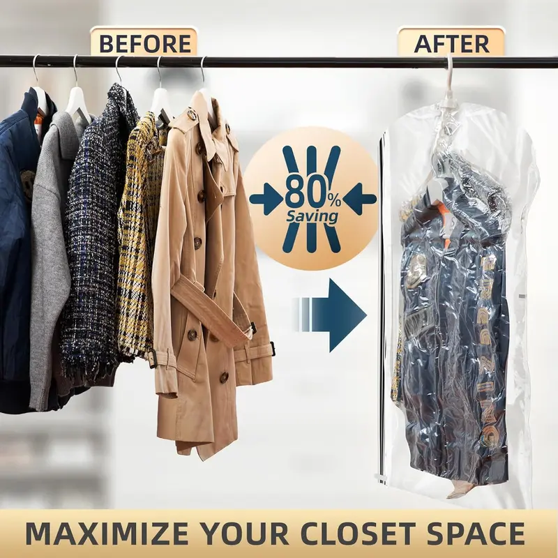 Hanging Vacuum Storage Bags – Save 80% Closet Space, Wrinkle‑Free 🧥📦