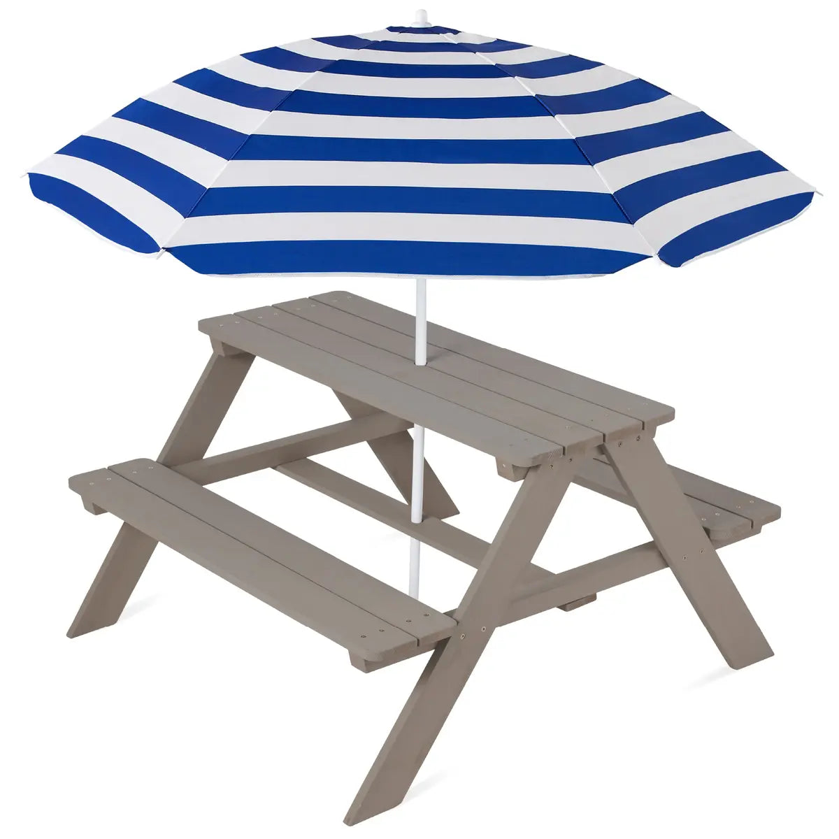 🔥🛟Outdoor essentials🌲Kids Outdoor Picnic Table with Umbrella – Wooden Activity Table, 220 lb Capacity