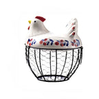 Ceramic Egg Basket with Chicken Lid – Holds 20-25 Eggs, Farmhouse Kitchen Countertop Storage