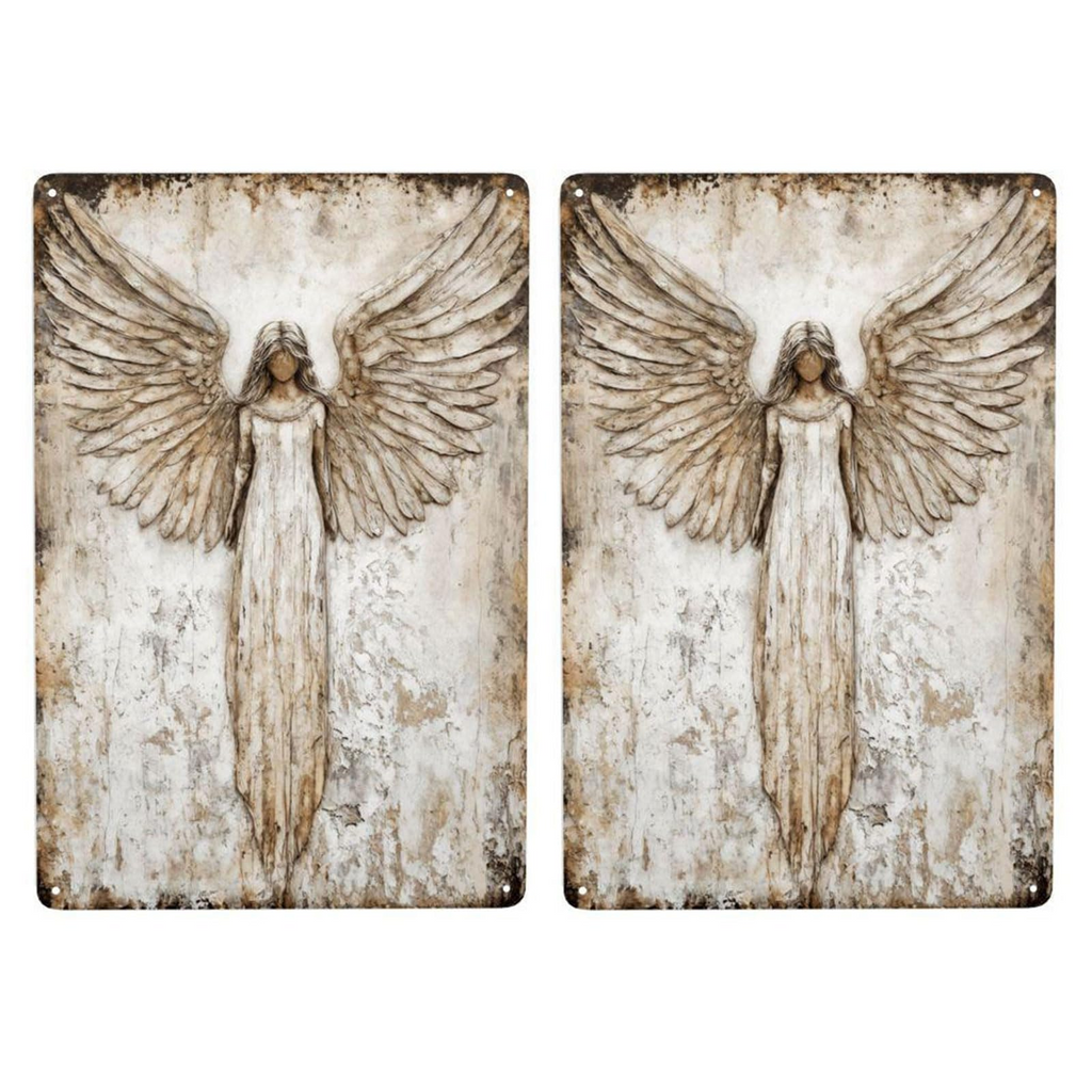 Vintage Angel Wall Art – Distressed Metal Silhouette, Weatherproof 🕊️🕯️