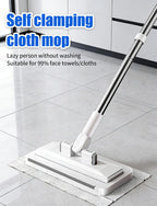 Disposable Mop, Hands-Free Floor Mop with Clamp, Dry Wet Use Dust Mop for Hardwood & Tile