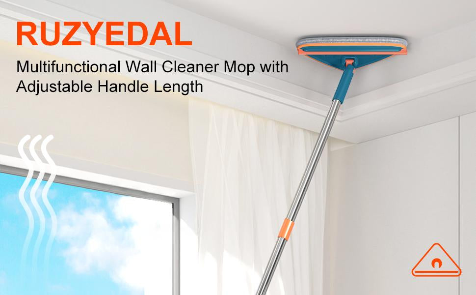 Adjustable Wall Mop with 360° Spinning Head – Long Handle Cleaning Tool