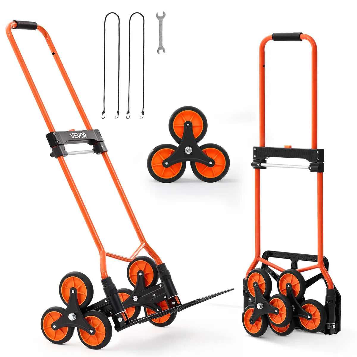 Stair Climbing Cart – 260 lb Capacity, Foldable with Telescoping Handle & 6 Mute Wheels