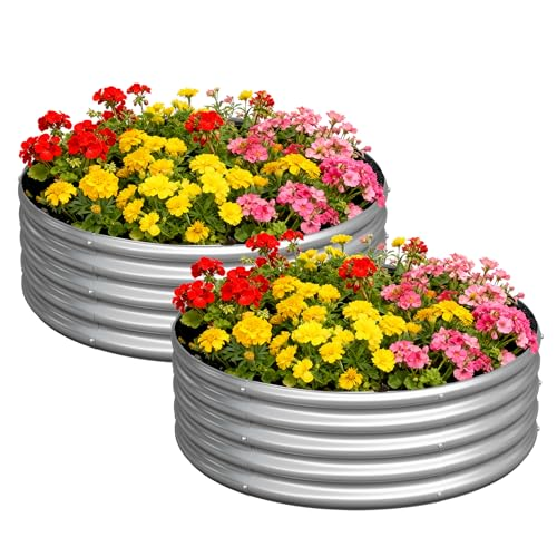Galvanized Raised Garden Bed – Round Metal Planter Box for Vegetables, Flowers & Fruits
