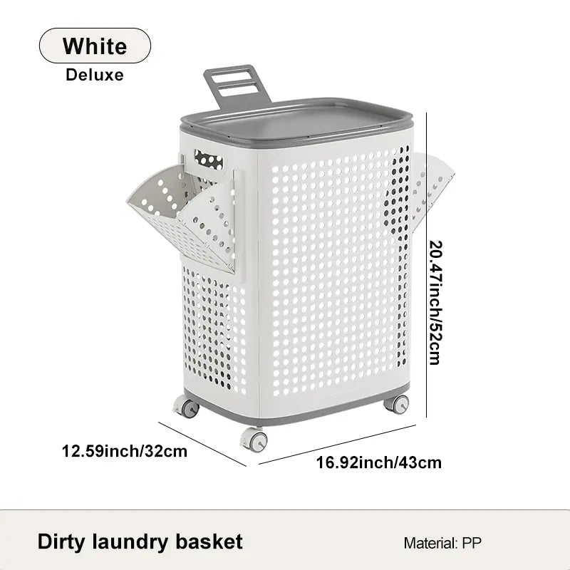 Laundry Basket with Wheels & Lid – Ventilated, Odor-Resistant, Portable Storage
