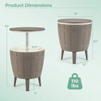 Rattan Bar Table with Ice Cooler – Adjustable Height, 3-in-1 Outdoor Cocktail Table