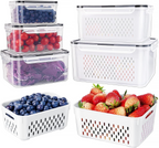 Produce Storage Containers with Colander – Leakproof & Fridge Organizers