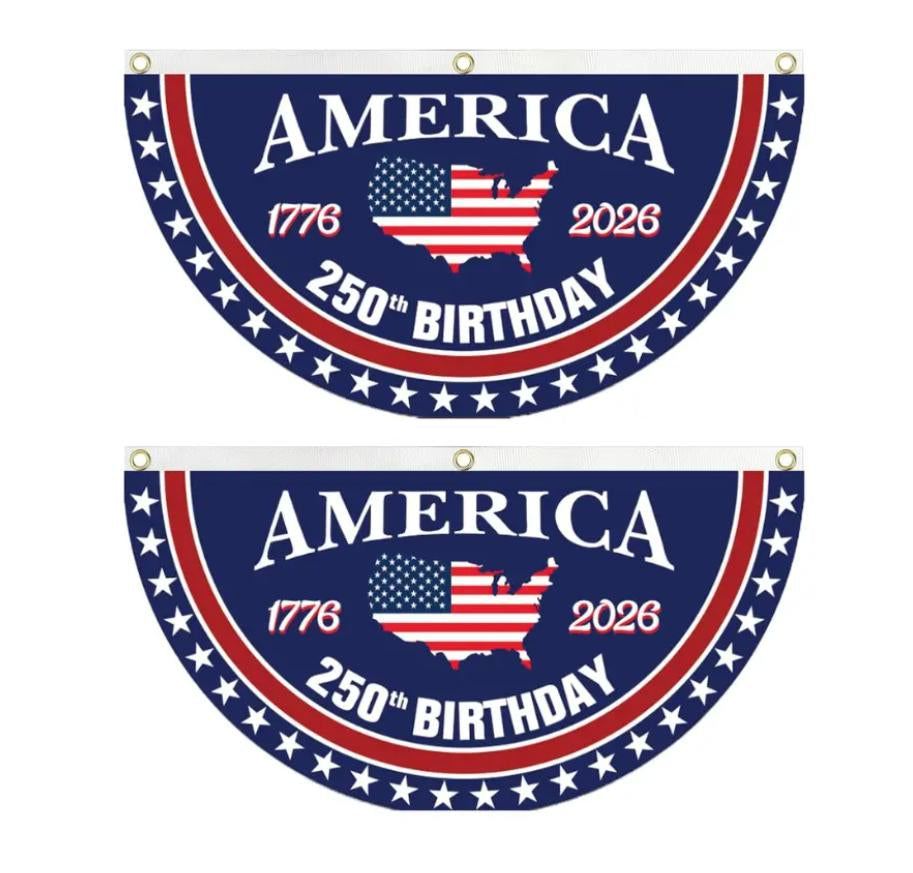 🇺🇸 America 250th Birthday Semicircular Flag Banner | Patriotic Bunting
