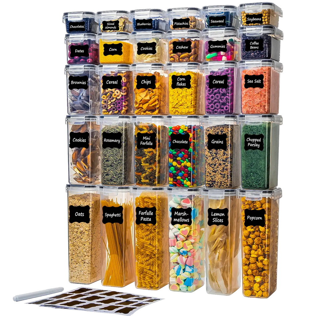 30-Pack Airtight Pantry Containers – Stackable Food Storage Set 🥫🗂️