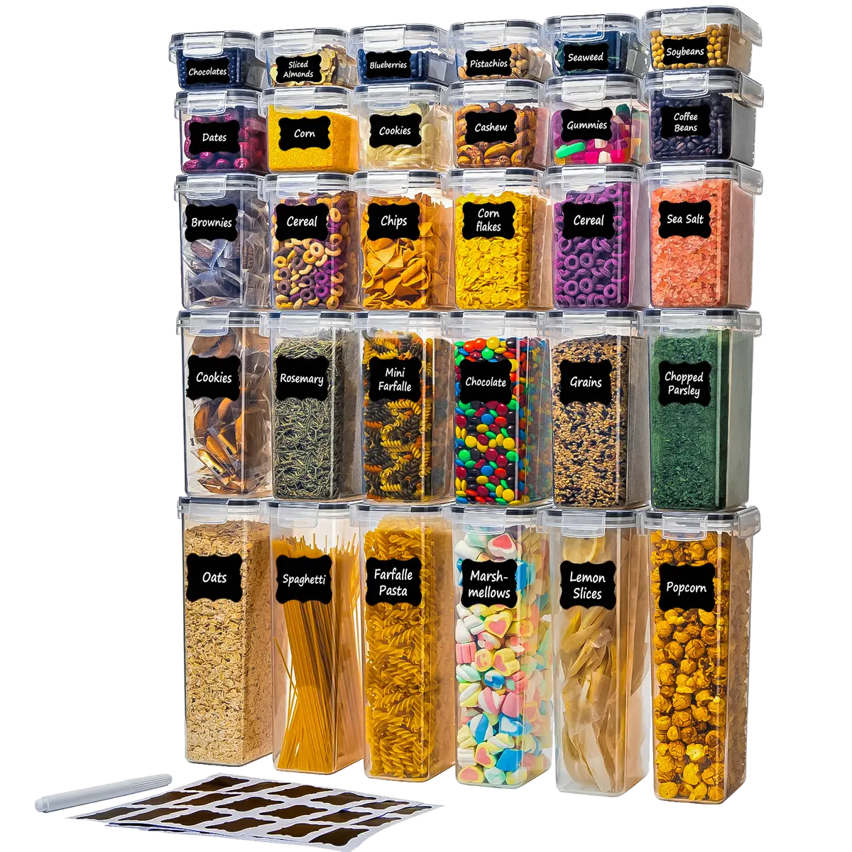 30-Pack Airtight Pantry Containers – Stackable Food Storage Set 🥫🗂️