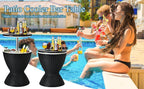 Rattan Bar Table with Ice Cooler – Adjustable Height, 3-in-1 Outdoor Cocktail Table