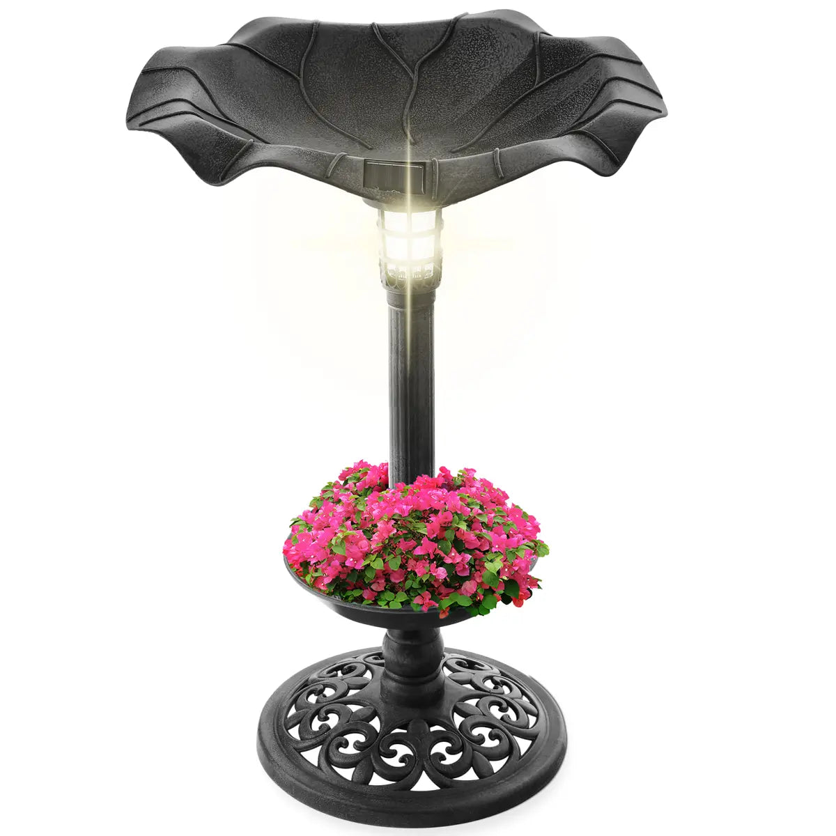Solar Bird Bath with Planter – Glows at Night, Blooms by Day 🌙🌸