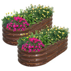 🍅Limited-time Summer Special Offer🍆2-Pack 12" Tall 4x2 ft Metal Raised Garden Beds – Oval Planter Box for Vegetables & Flowers