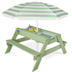 👶Children's Day gift👧Kids 3-in-1 Sand & Water Activity Table with Umbrella – Outdoor Convertible Picnic Table
