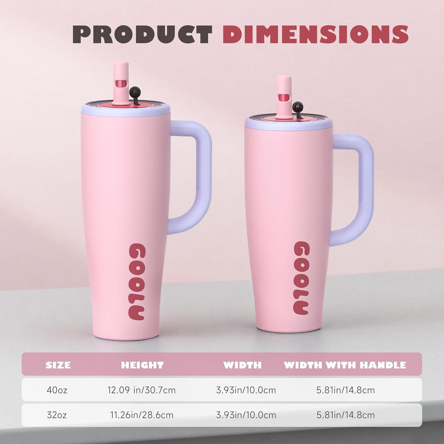 32/40oz Stainless Steel Insulated Cup | Anti-Slip Handle & Leakproof Design