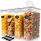 Kitchen 4-Pack Airtight Cereal Containers – 4L, BPA-Free, Leakproof Pantry Storage