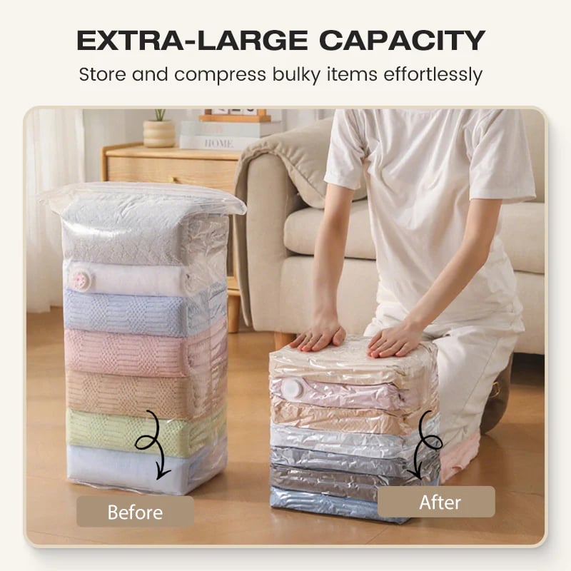 No‑Pump Vacuum Storage Bags – 3‑Second Compression, 80% Space Saved 🧳💨
