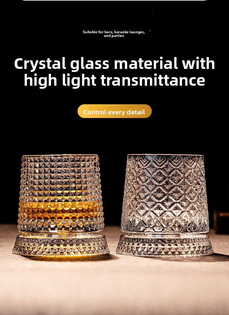 Rotating Whiskey Glass with Non-Spill Base