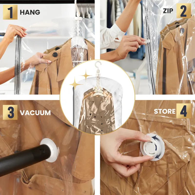 Hanging Vacuum Storage Bags – Save 80% Closet Space, Wrinkle‑Free 🧥📦