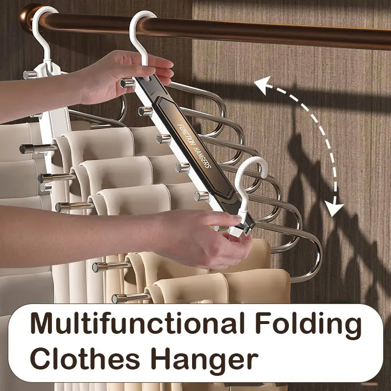 6 Layer Pants Hanger Space Saving Closet Organizer with 50mm Wide Spacing