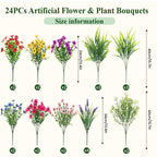 24&48Bundles UV Resistant Artificial Flowers – Vibrant Faux Florals for Indoor & Outdoor