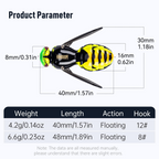 🎣Outdoor Gifts🚣Wasp Crawl Bait – Bionic Floating Fishing Lure for Bass, Carp, Pike, Saltwater & Freshwater