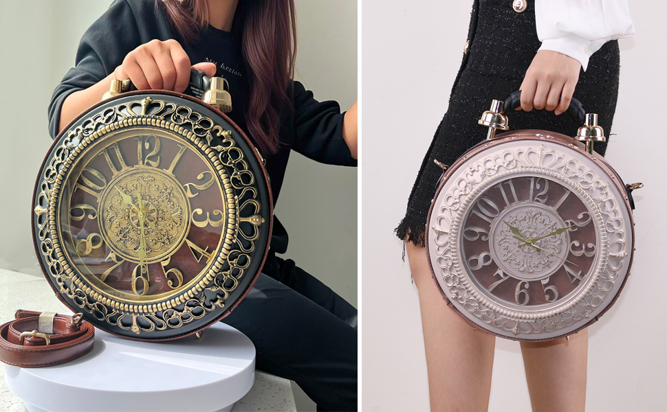 Steampunk Clock Crossbody Purse – Retro Vintage Shoulder Bag