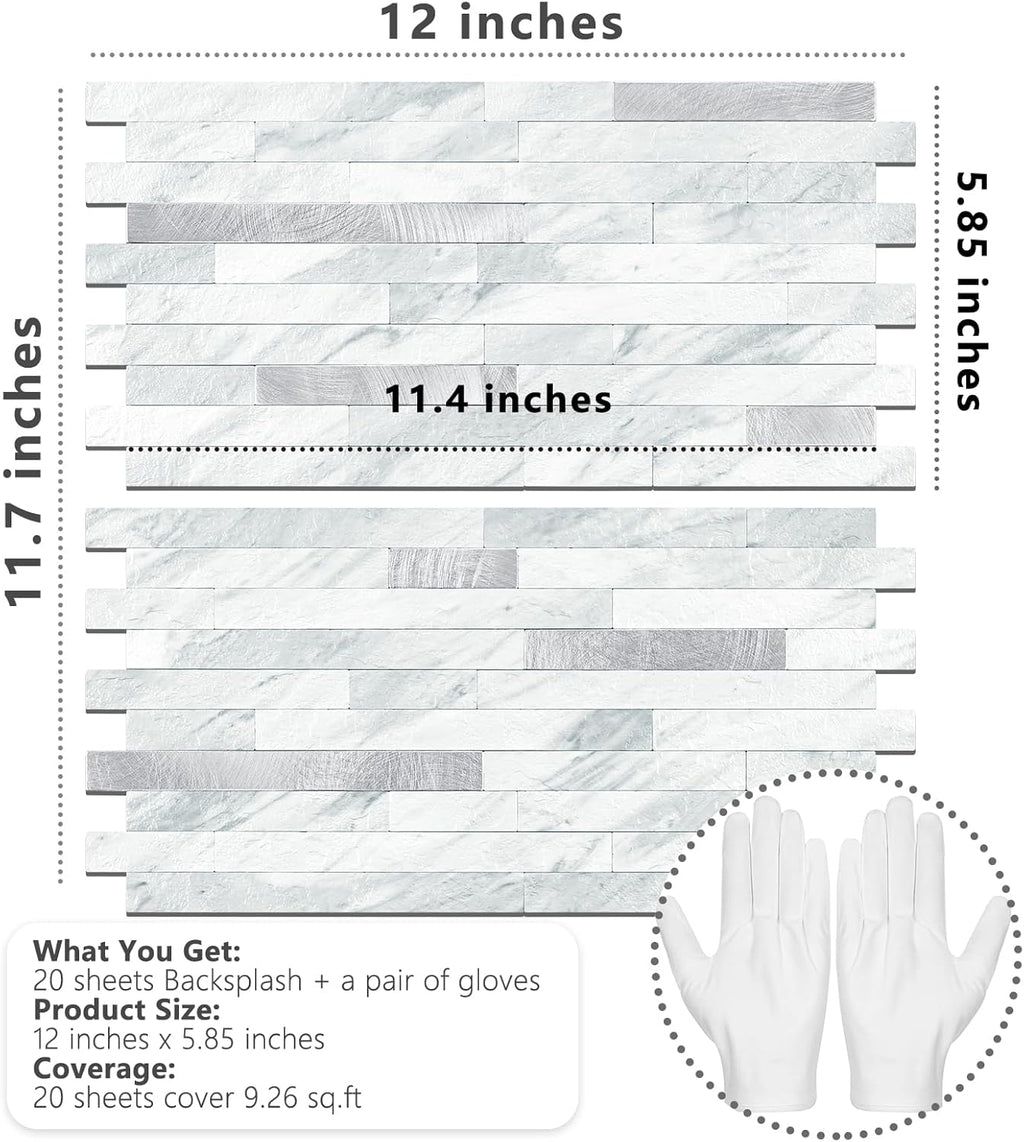 Peel &Stick Backsplash Tiles – Waterproof, 20‑Piece Kit 🧱✨