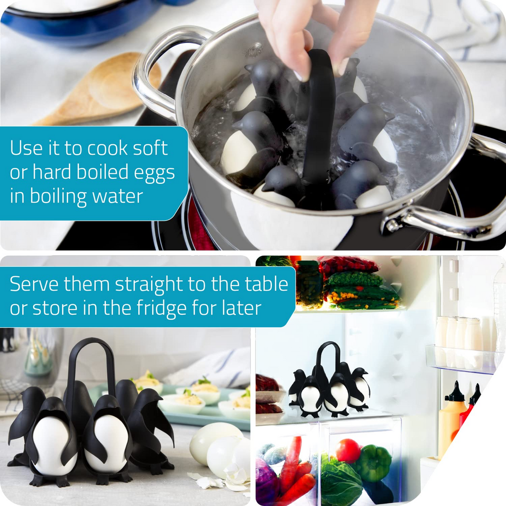 Penguin & Bear Egg Boiler &Holder – 6‑Egg Cooker, Server & Storage 🐧🐻🥚