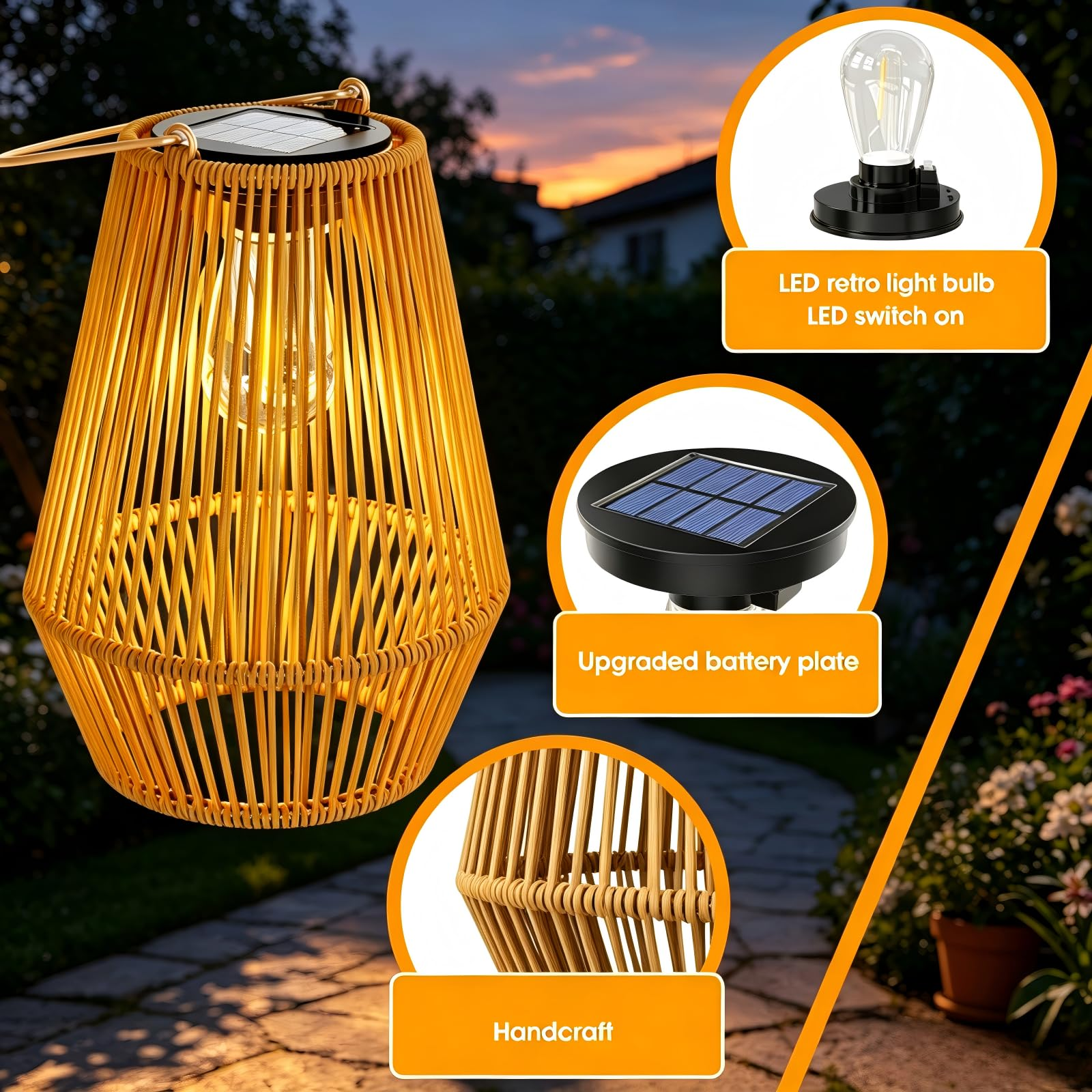 Handwoven Rattan Solar Lanterns – 2700K Warm Glow, IP65 Waterproof 🏮🌿