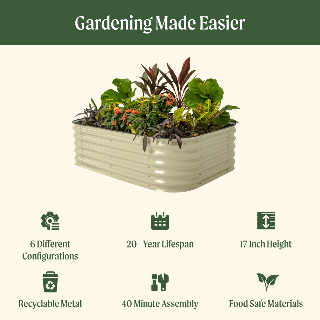 🍅Limited-time Summer Special Offer🍆2-Pack 12" Tall 4x2 ft Metal Raised Garden Beds – Oval Planter Box for Vegetables & Flowers