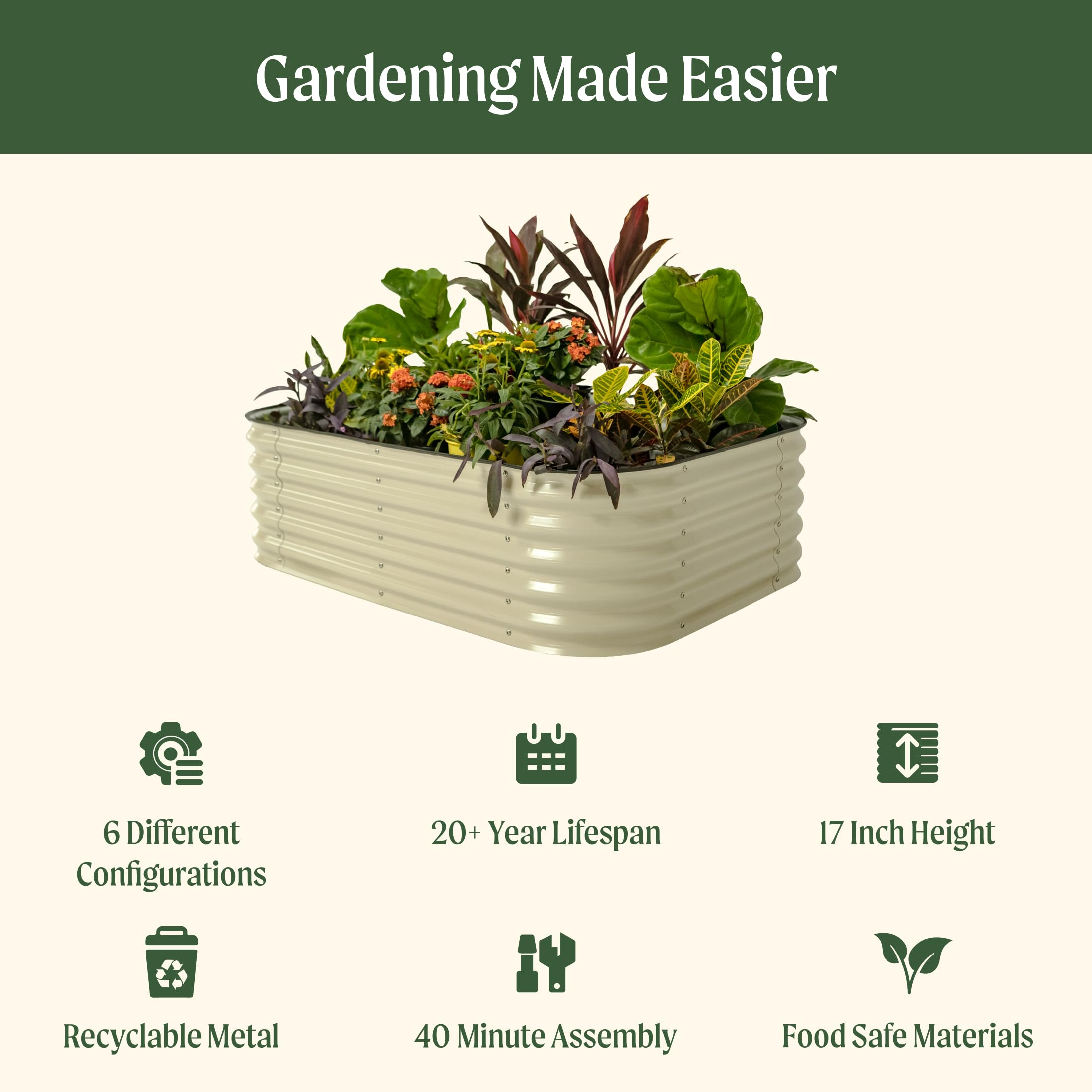 🍅Limited-time Summer Special Offer🍆2-Pack 12" Tall 4x2 ft Metal Raised Garden Beds – Oval Planter Box for Vegetables & Flowers