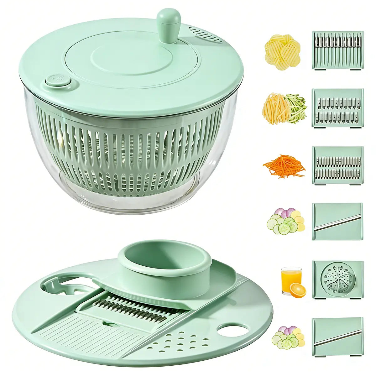 Salad Spinner & Chopper – Wash, Spin, Slice &Serve in One Bowl 🥗✨
