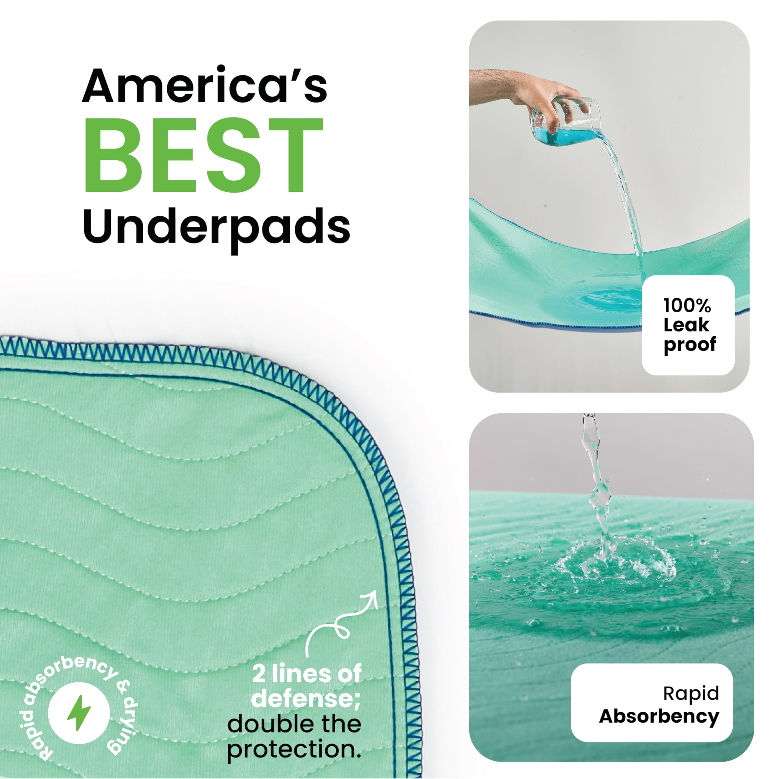🛏️Washable Underpads – 4&8&12 Pack Heavy Absorbency Reusable Pads
