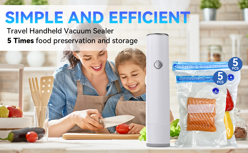 Portable Food Vacuum Sealer with 30 Bags – Keep Food Fresh On the Go