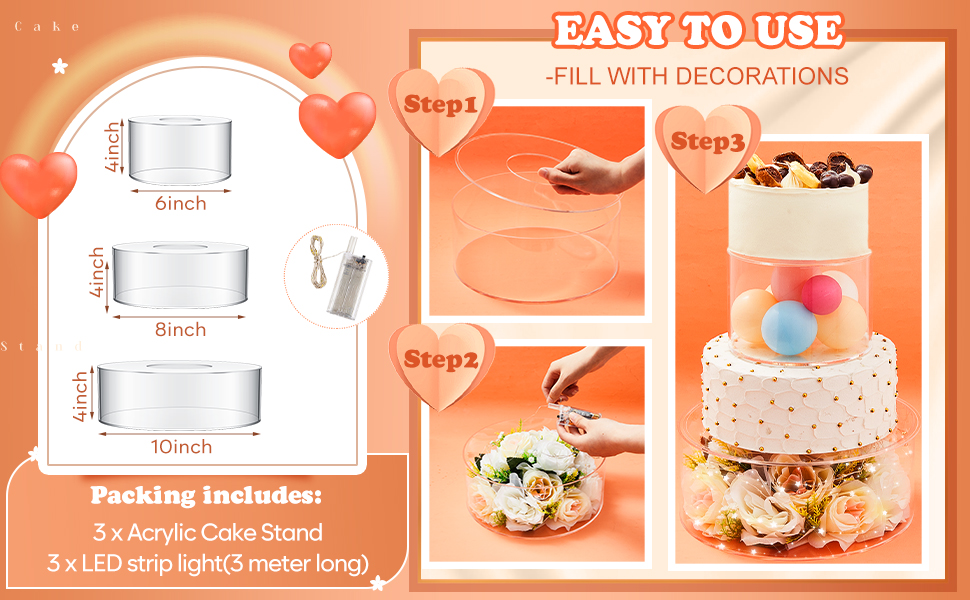 Set of 3 Acrylic Cake Stands – Stackable &Fillable 🍰✨