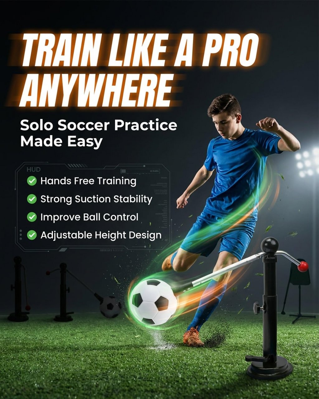 Solo Soccer Trainer with Suction Cup – Practice Anytime, Anywhere ⚽🔥