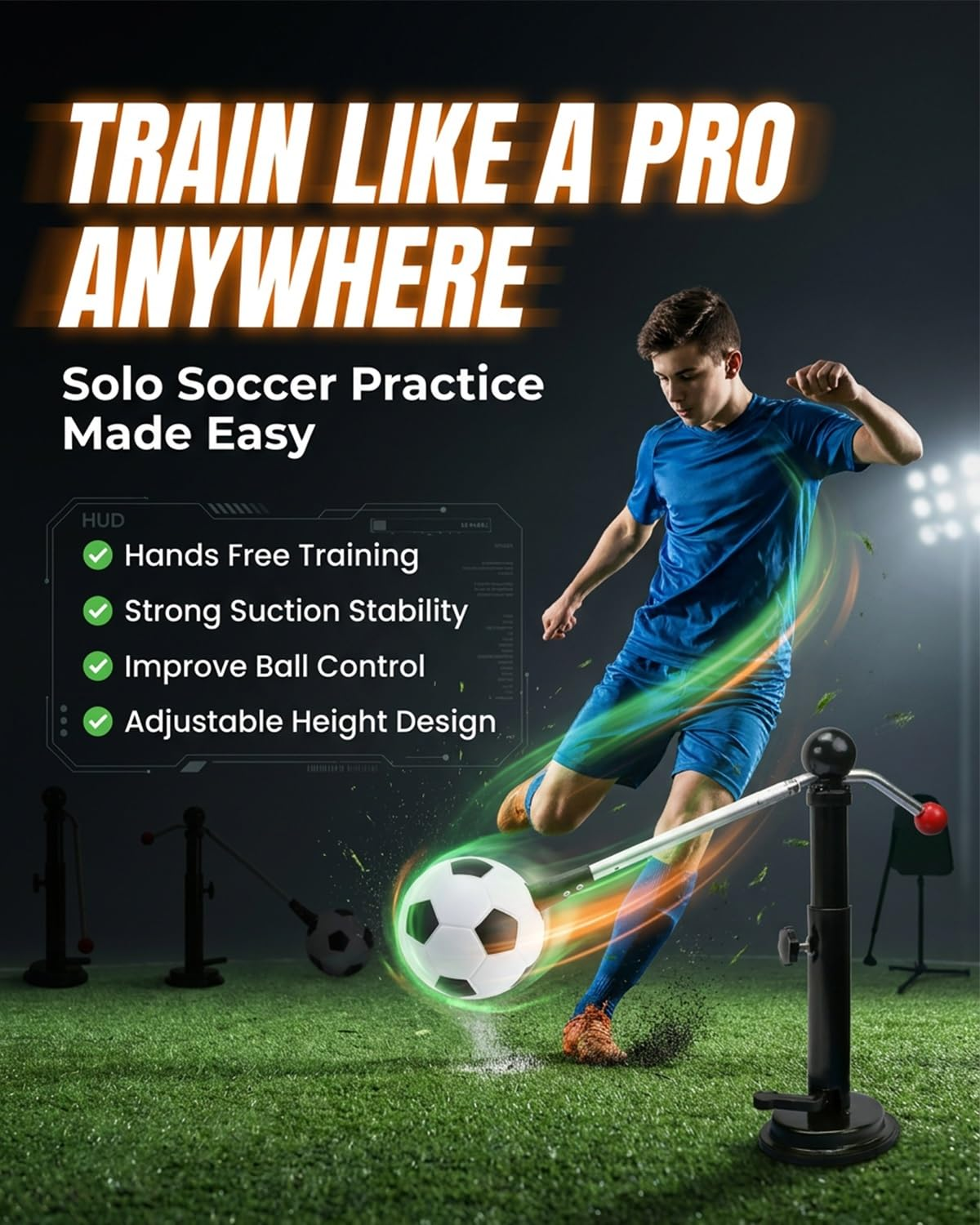 Solo Soccer Trainer with Suction Cup – Practice Anytime, Anywhere ⚽🔥