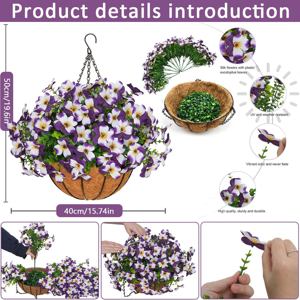 🌺🌺Artificial Silk Spring Flowers Hanging Basket for Outdoor Indoor