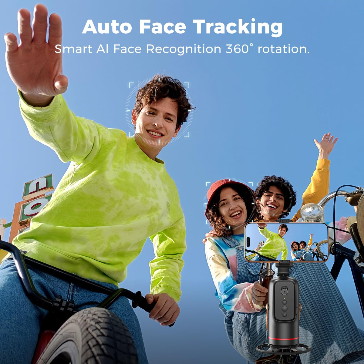 Auto Tracking Tripod with Gesture Control – 360° Rotating Phone Stand for Vlog & Live Streaming