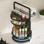 2‑Tier Lazy Susan Spice Organizer – 9.8″ Adjustable Metal Turntable 🧂🌀
