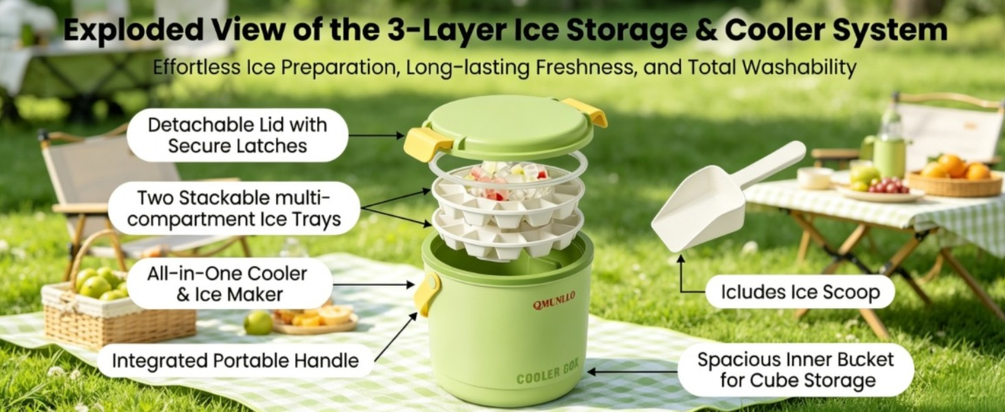 2-in-1 Ice Maker & Storage Bucket – Makes 40 Cubes, Insulated & Portable 🧊🪣