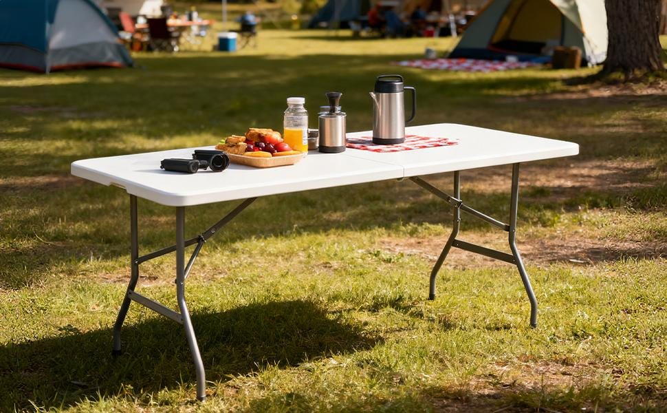 6ft Foldable Table Set with Tablecloth – Heavy Duty Portable Party Table for Indoor/Outdoor Events