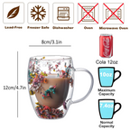 Double Layer Dried Flower Glass Mug – 10oz Tea &Coffee Cup 🌸🍵