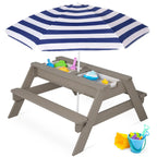👶Children's Day gift👧Kids 3-in-1 Sand & Water Activity Table with Umbrella – Outdoor Convertible Picnic Table