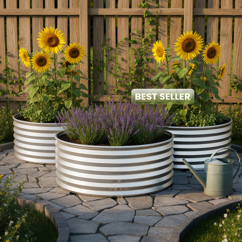 Galvanized Raised Garden Bed – Round Metal Planter Box for Vegetables, Flowers & Fruits
